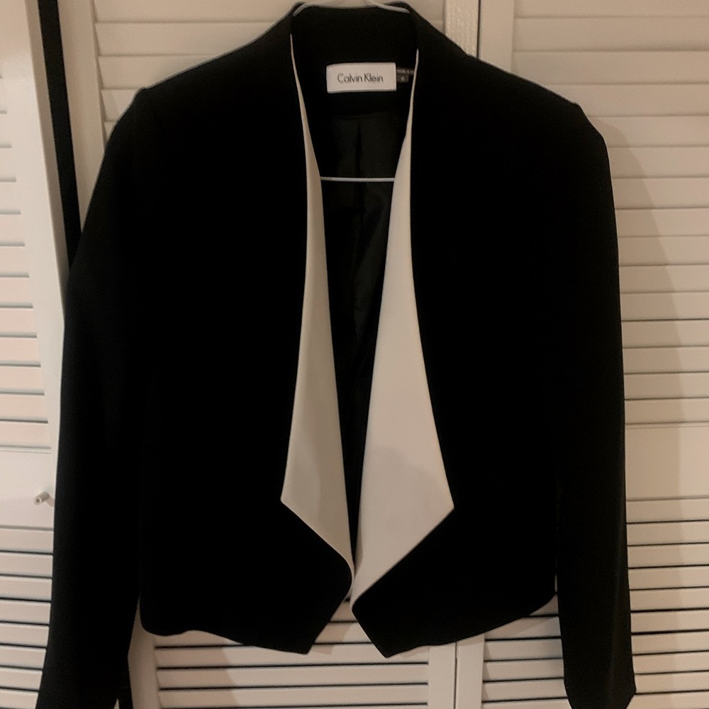 Calvin Klein Womens black and white blazer